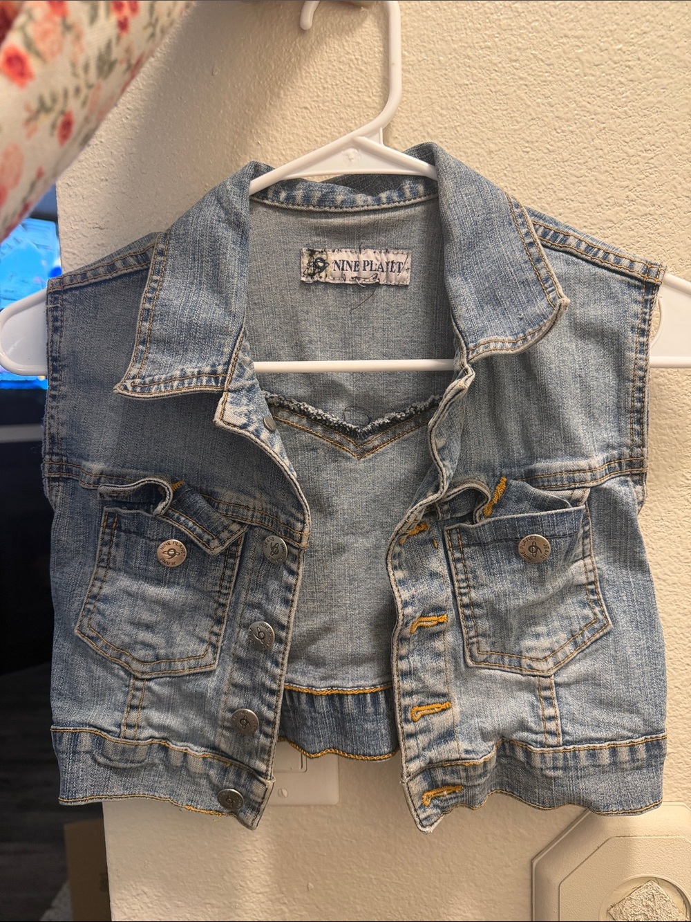 Light Wash Denim Vest by NINE PLAITET - Casual Blue